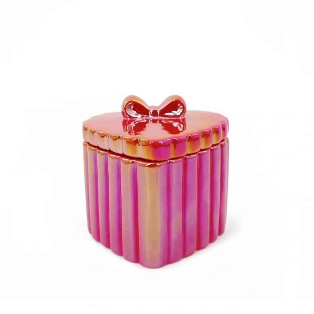 Target Ceramic Heart with Bow Jar Canister